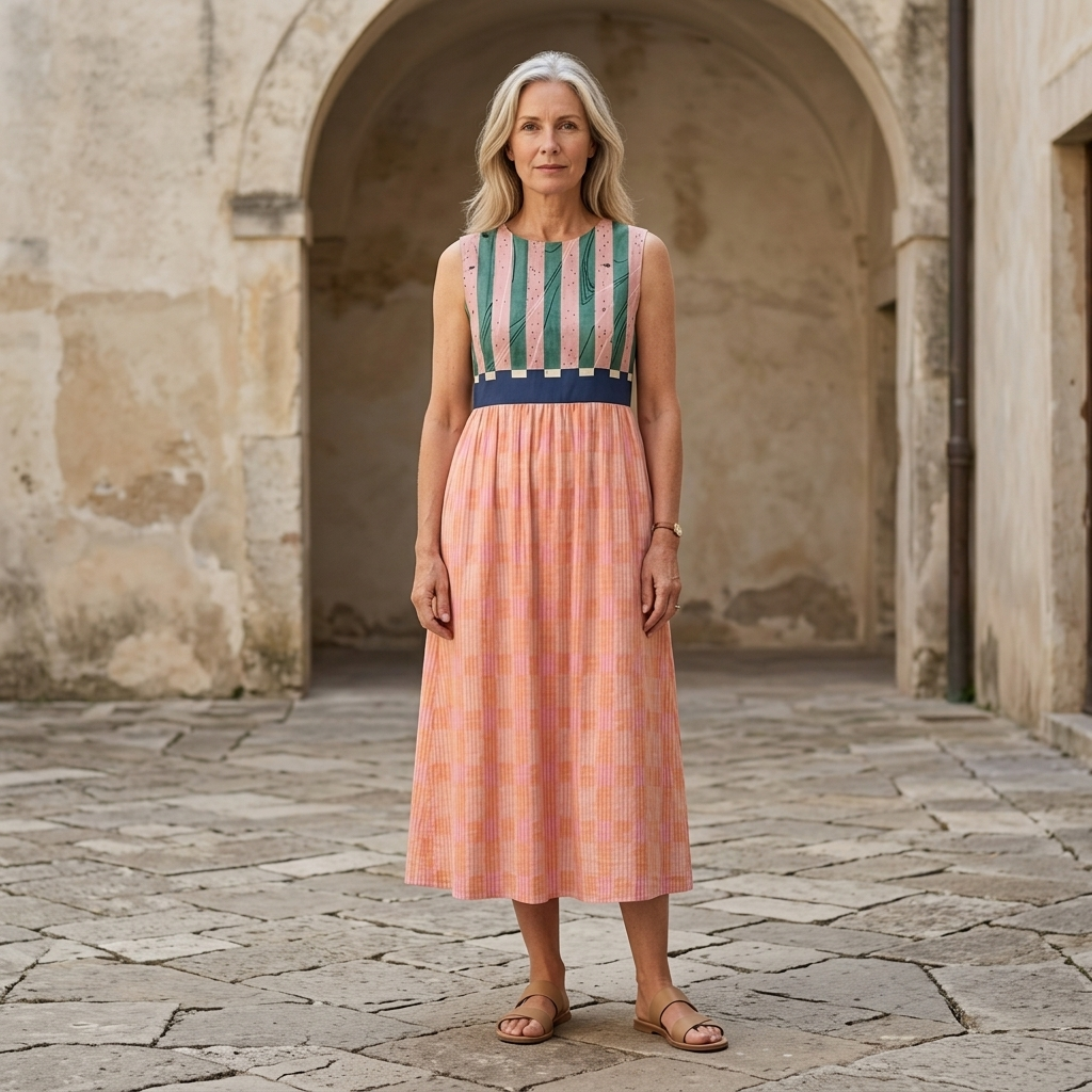 Lily | Mixed Pattern Midi Dress