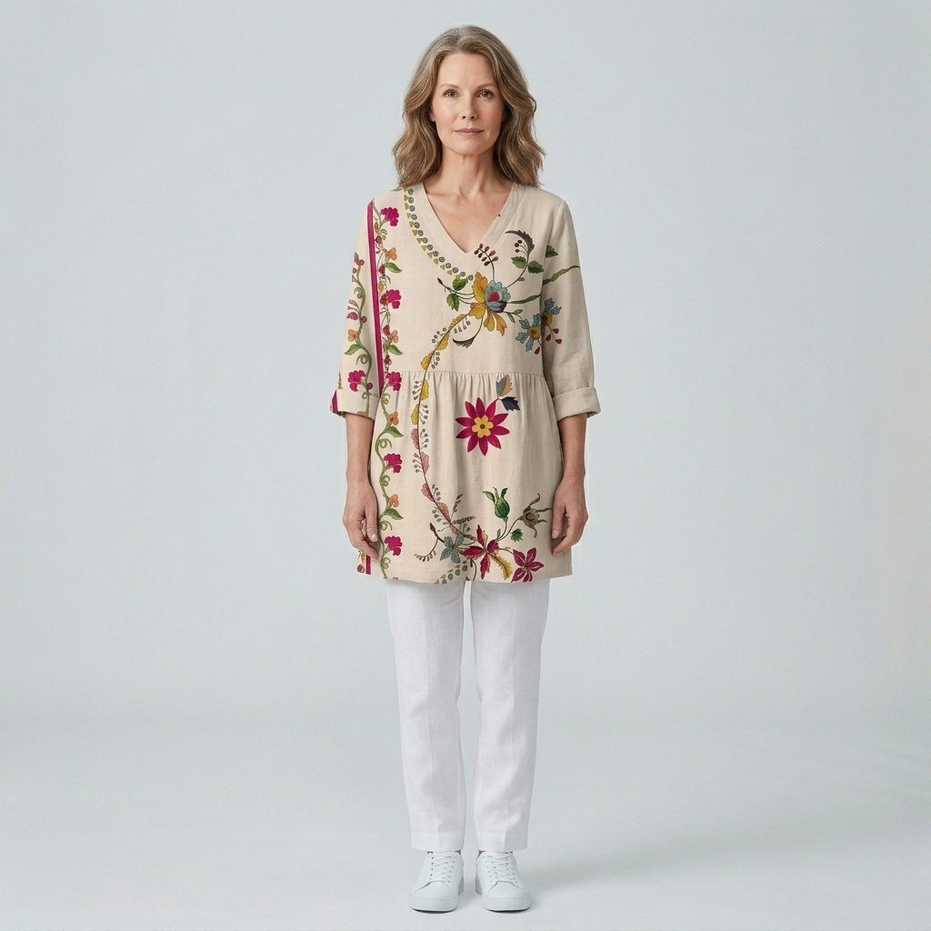 Clara | Stylish Long V-Neck Blouse
