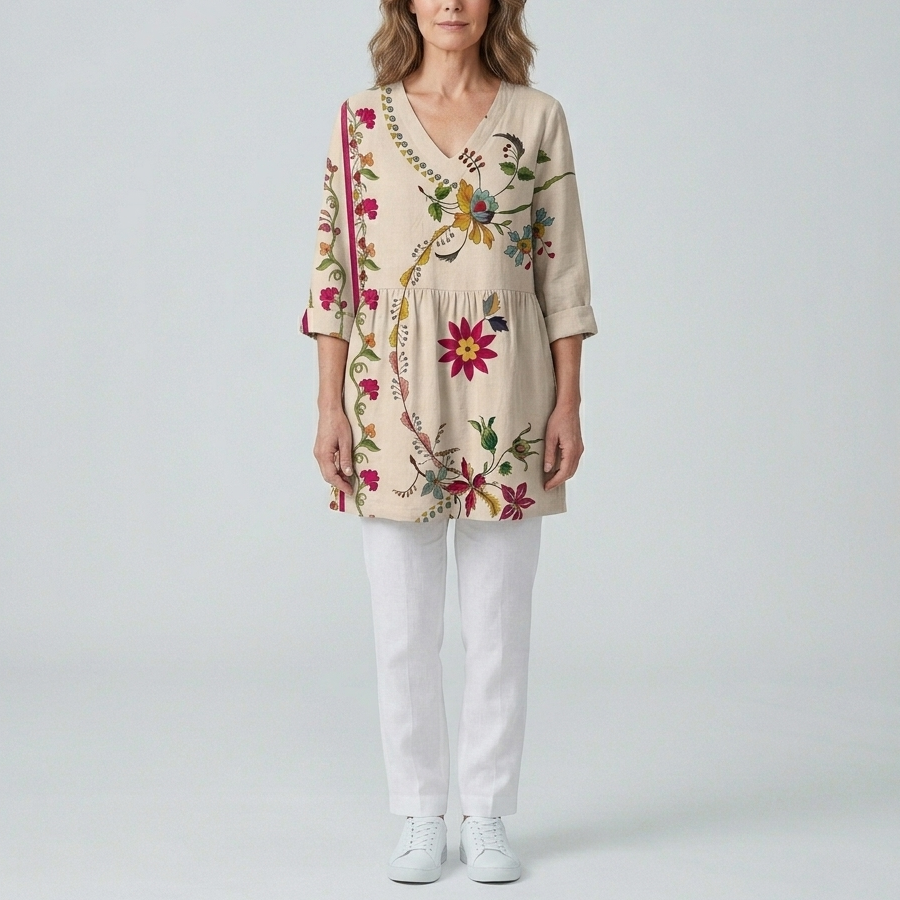 Clara | Stylish Long V-Neck Blouse