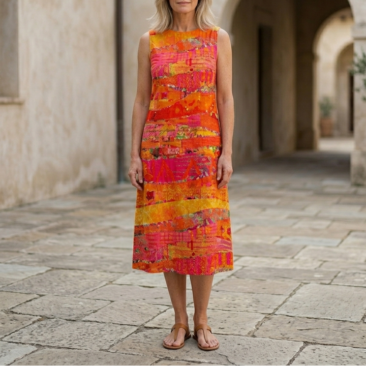 Faya | Sunset Patchwork Midi Dress