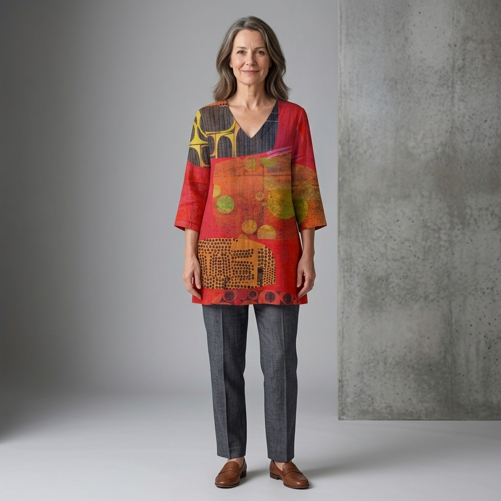 Lucie | Flowy V-Neck Long Blouse