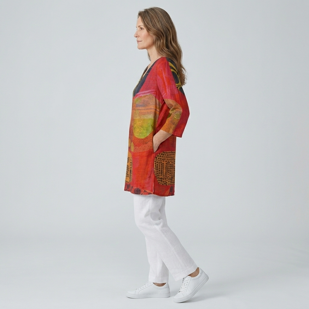 Lucie | Flowy V-Neck Long Blouse