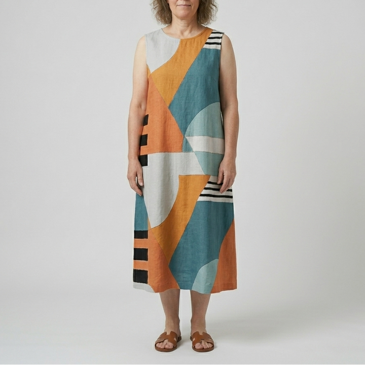 Iris | Geometric Print Midi Dress
