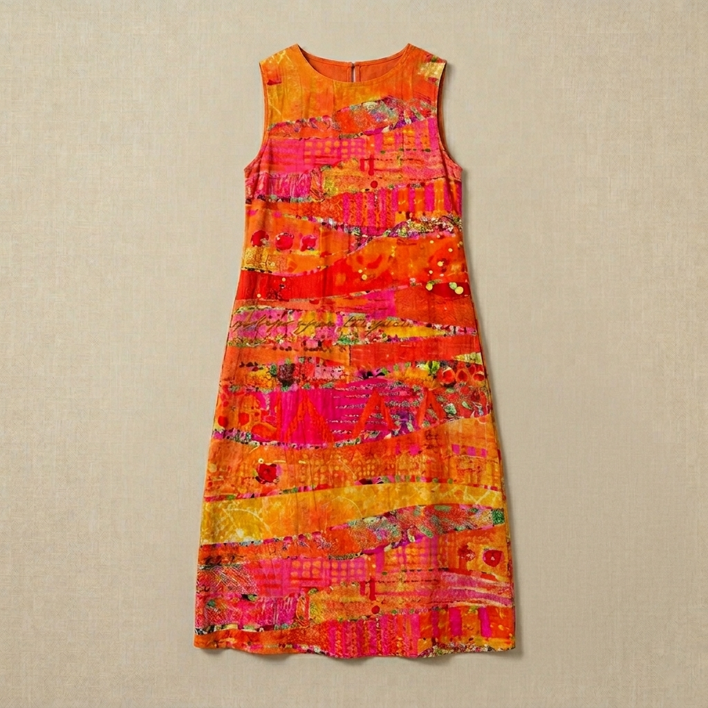 Faya | Sunset Patchwork Midi Dress