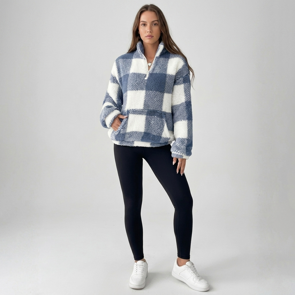 Hilary | Plaid Half Zip Pullover