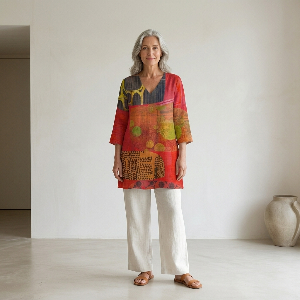 Lucie | Flowy V-Neck Long Blouse