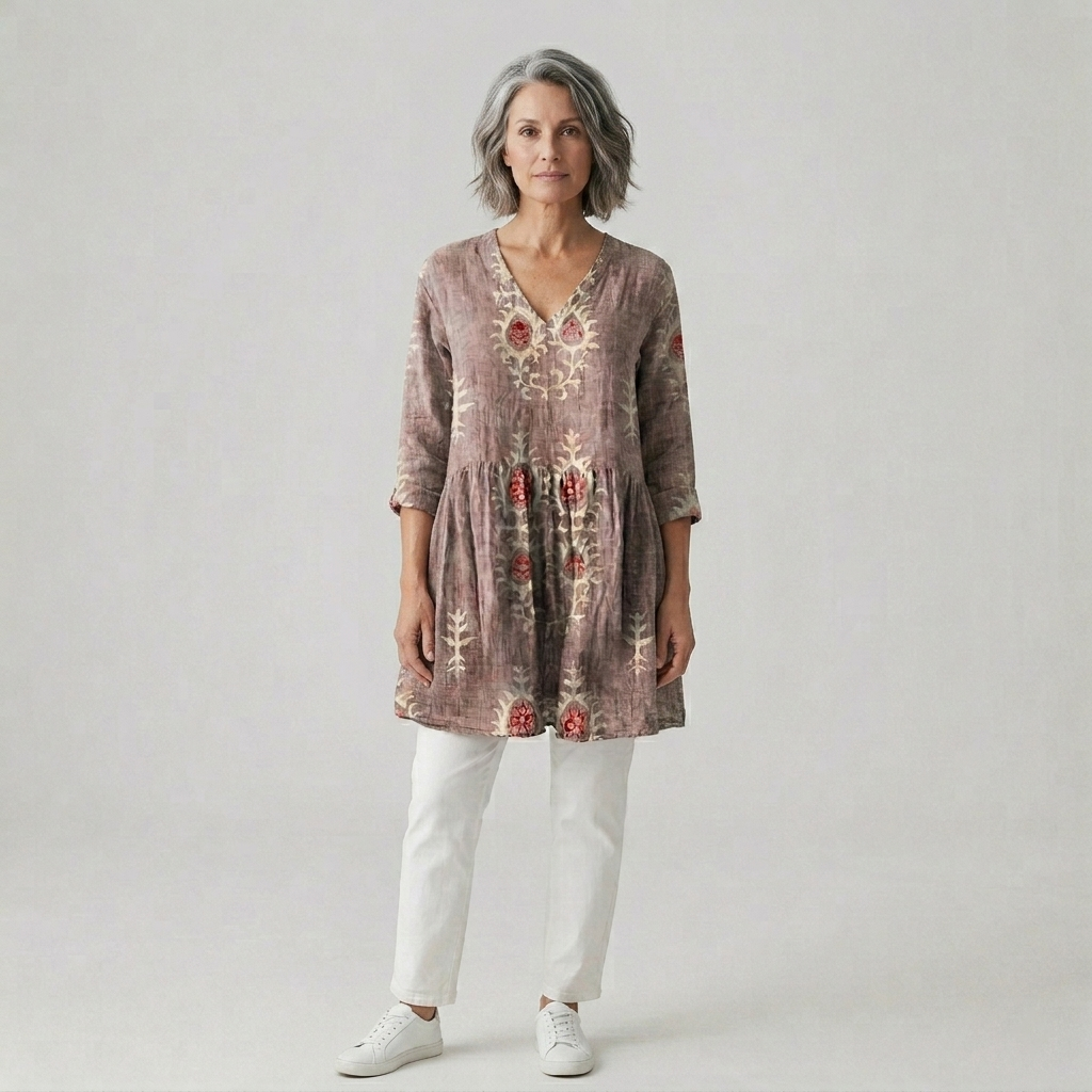 Elise | Elegant Long V-Neck Blouse
