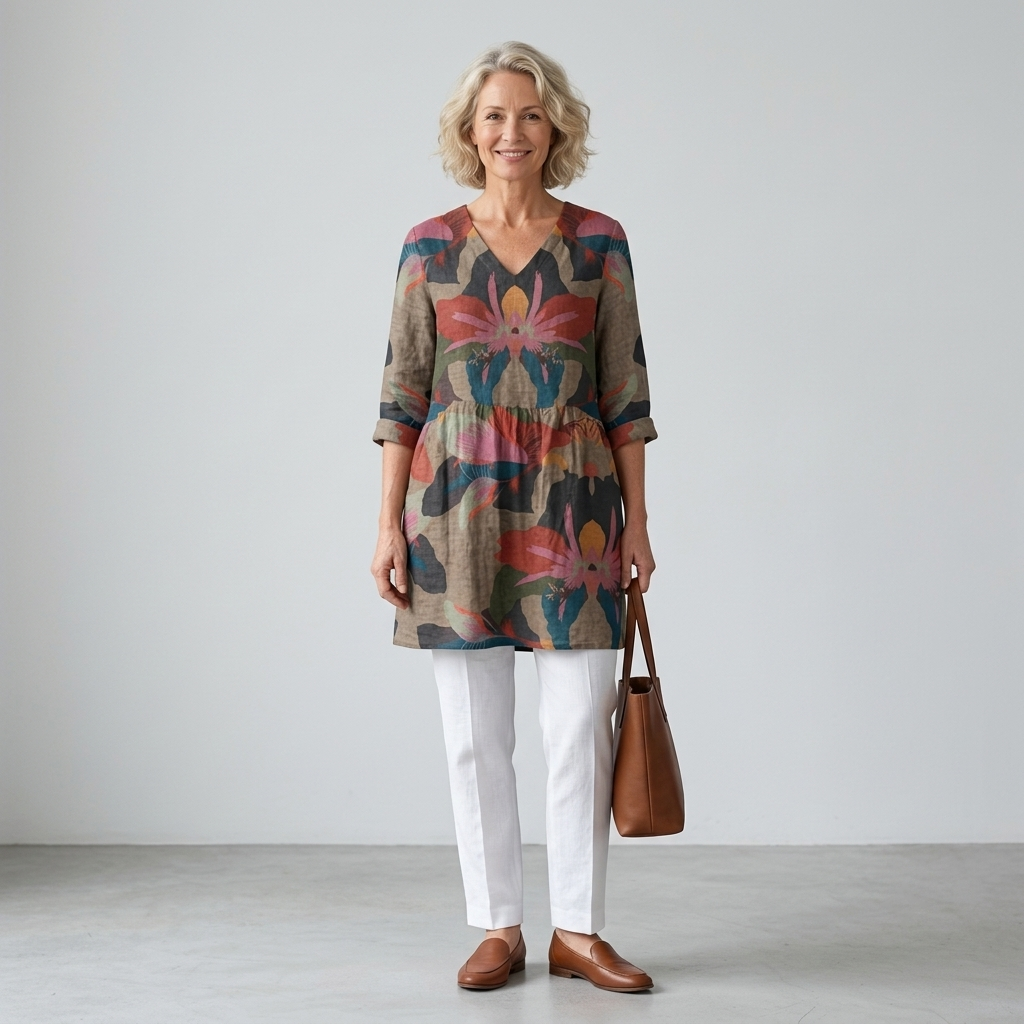 Sarah | Long Blouse with V-Neck