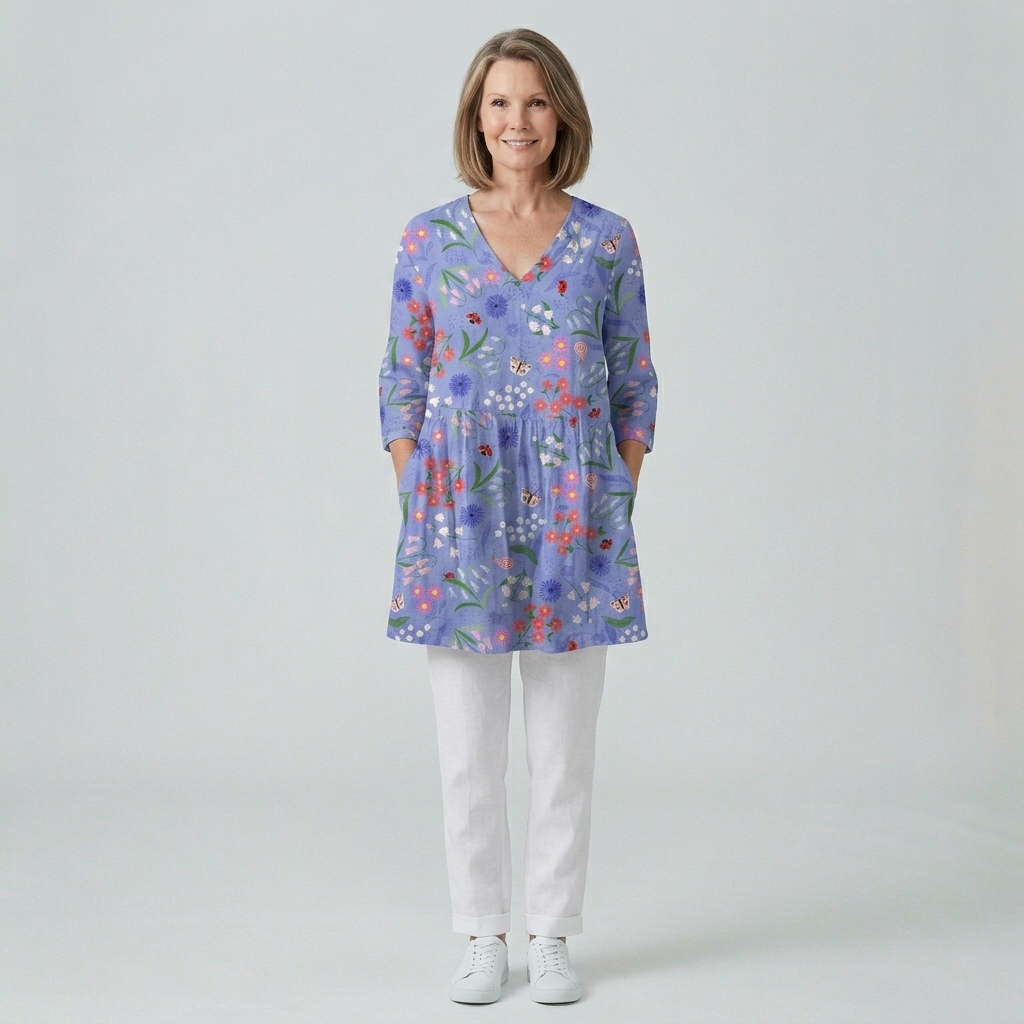 Aline | Flowing Long V-Neck Blouse