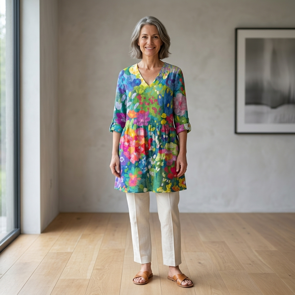 Maelle | Long Blouse with V-Neck