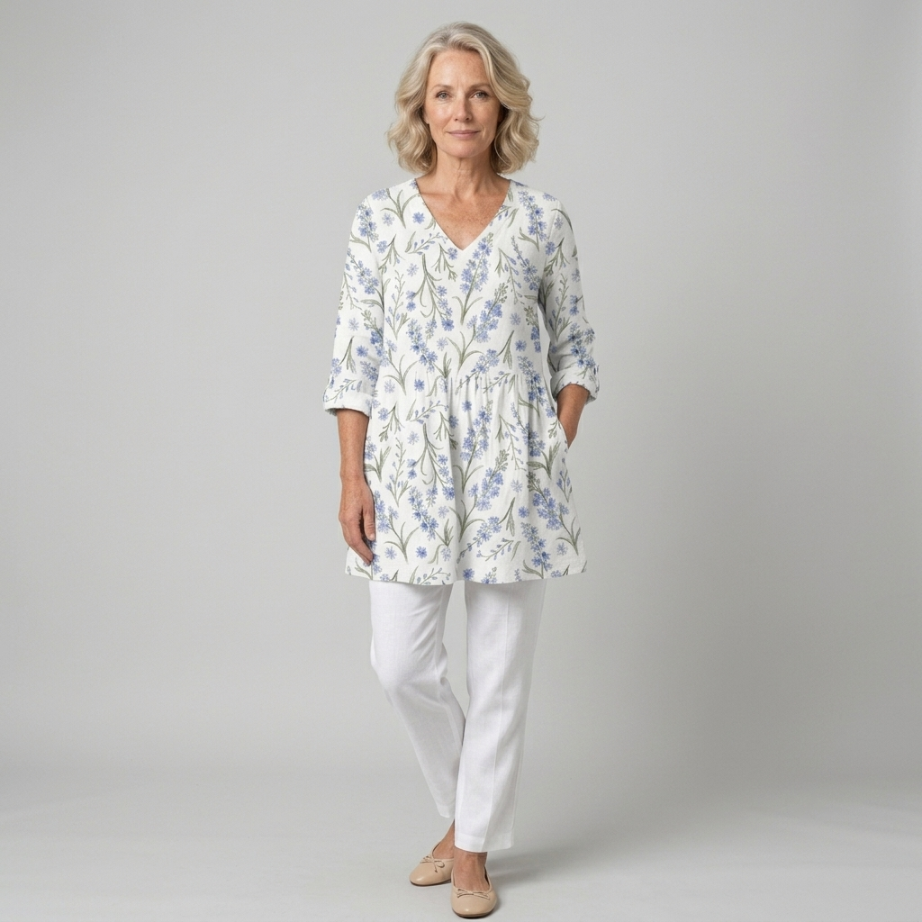 Jeanne | Fluid Longline V-Neck Blouse