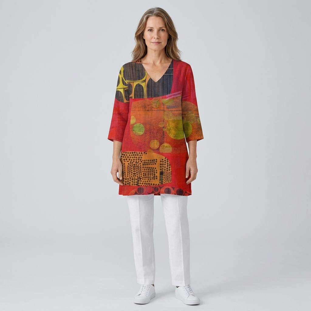Lucie | Flowy V-Neck Long Blouse