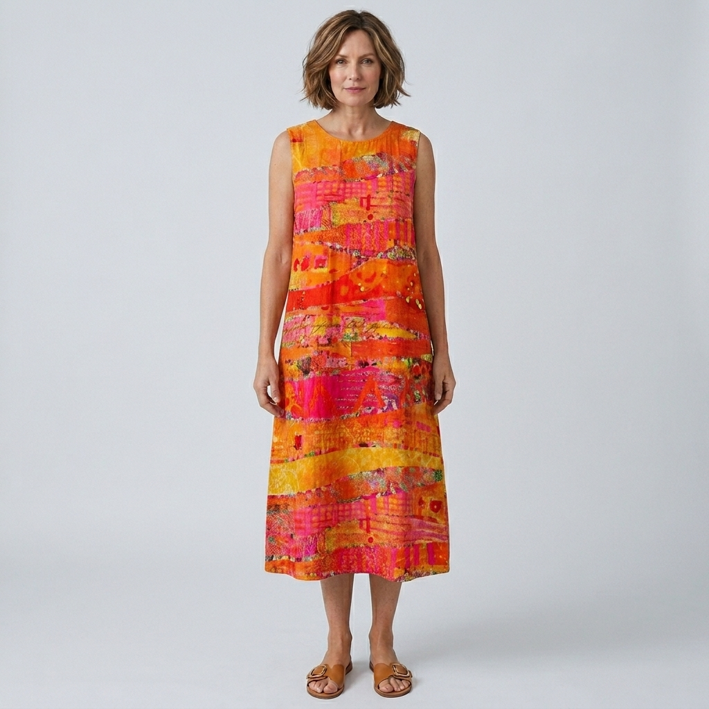 Faya | Sunset Patchwork Midi Dress
