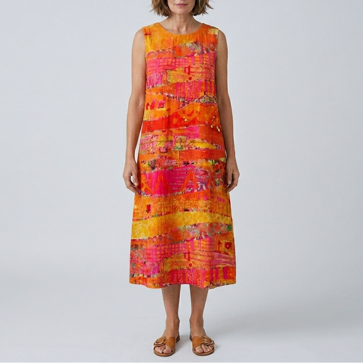 Faya | Sunset Patchwork Midi Dress