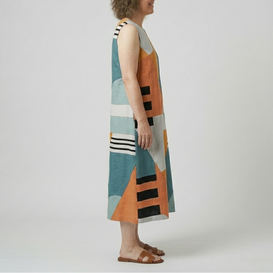 Iris | Geometric Print Midi Dress