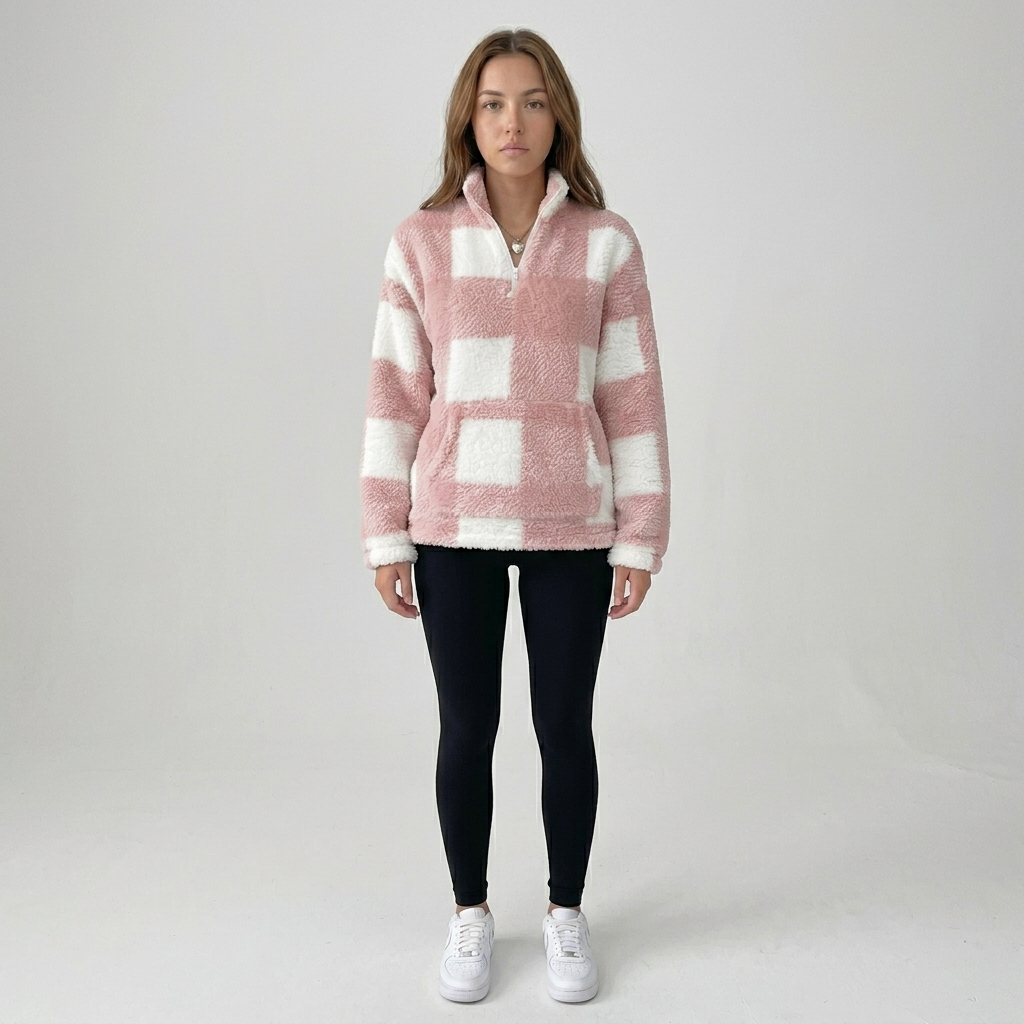 Hilary | Plaid Half Zip Pullover