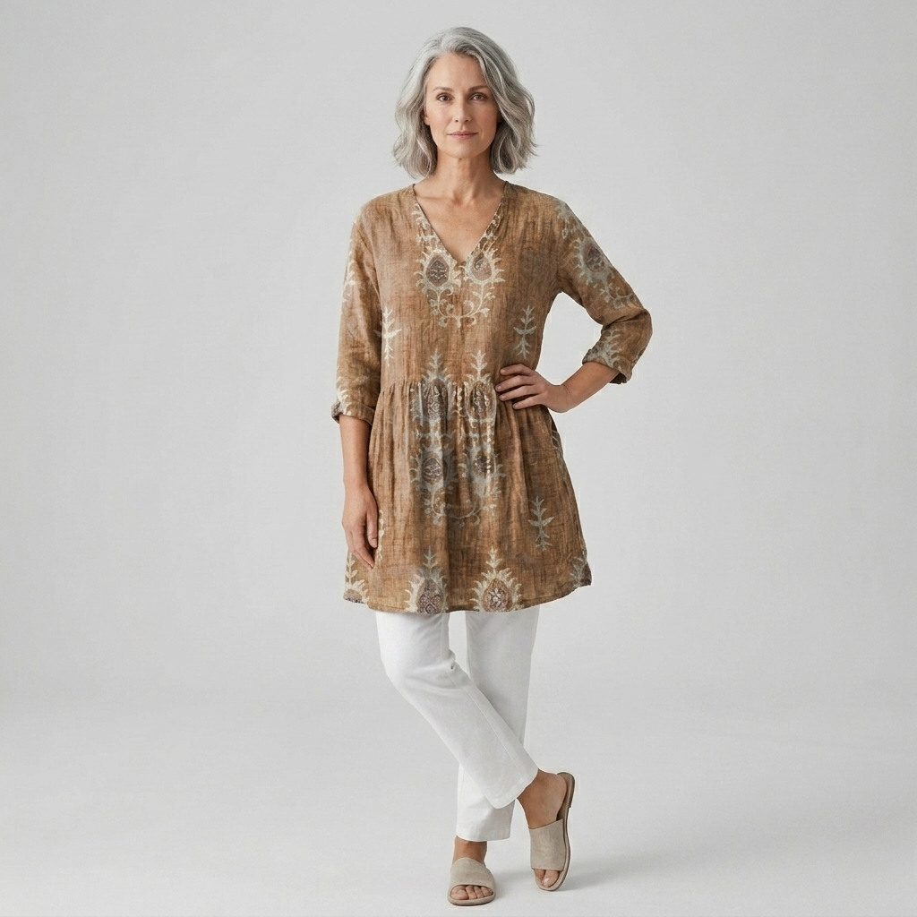 Elise | Elegant Long V-Neck Blouse