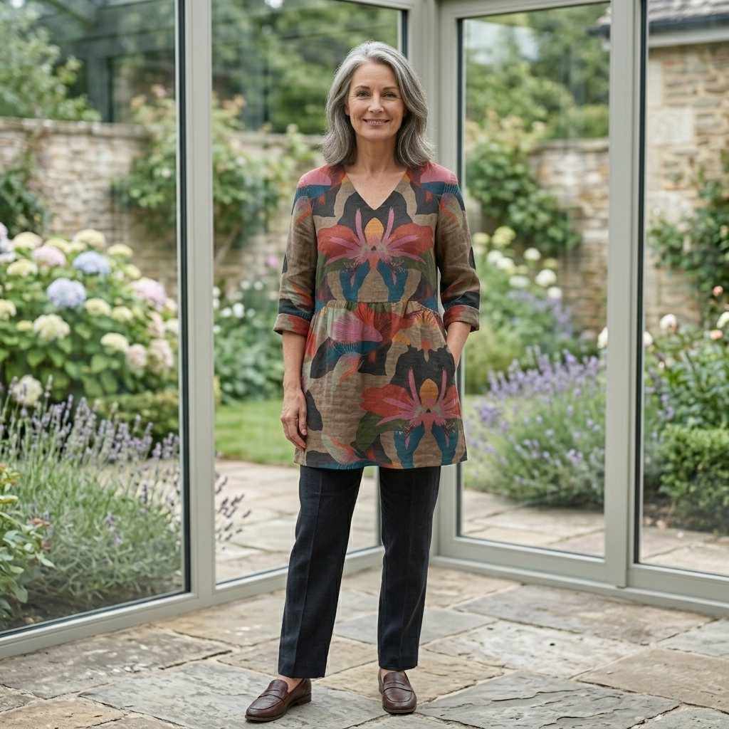 Sarah | Long Blouse with V-Neck