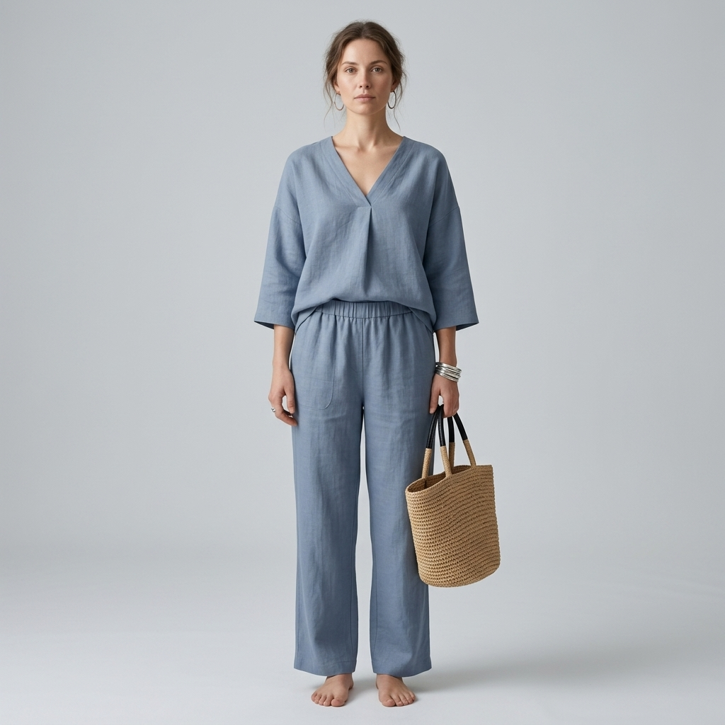 Onyx | Loose Tunic Top Wide Leg Pant Set