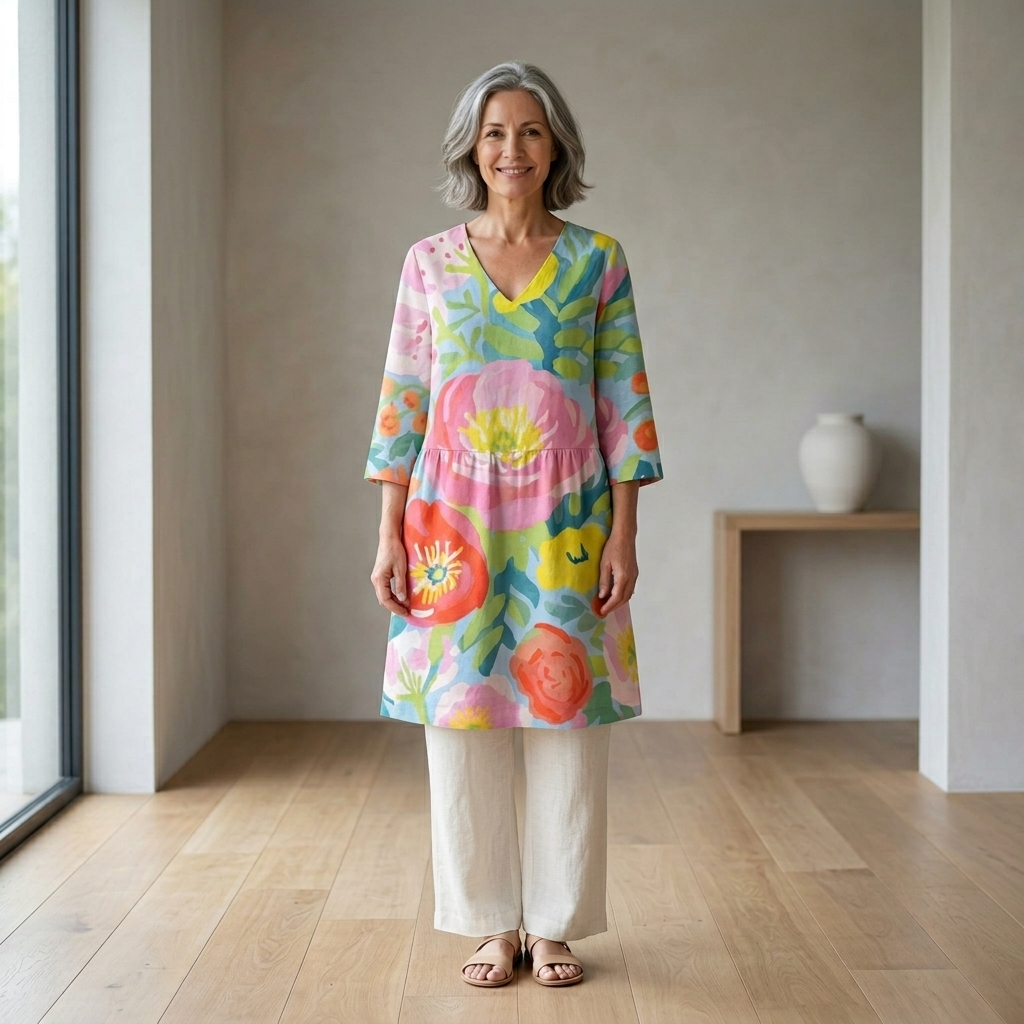 Helene | Long Blouse with V-Neck