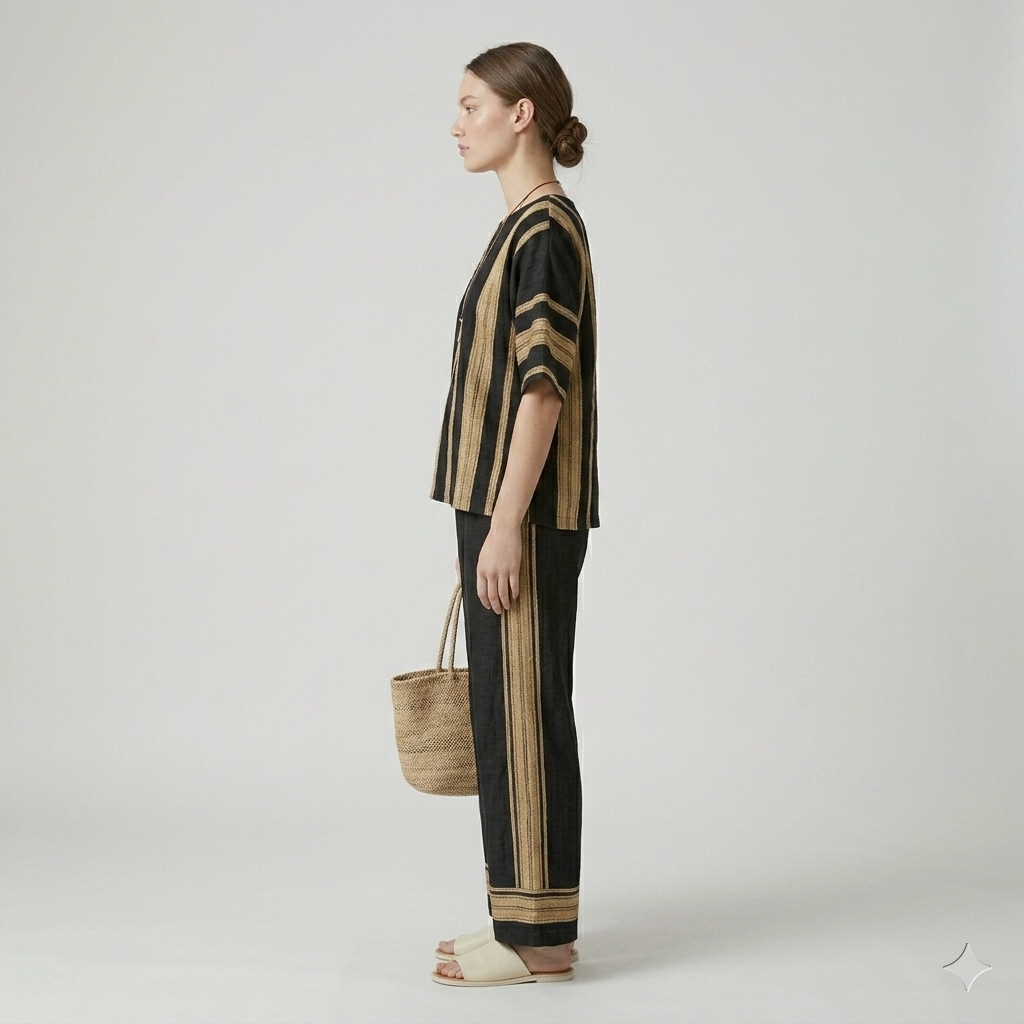 Calden | Striped Top Linen Set