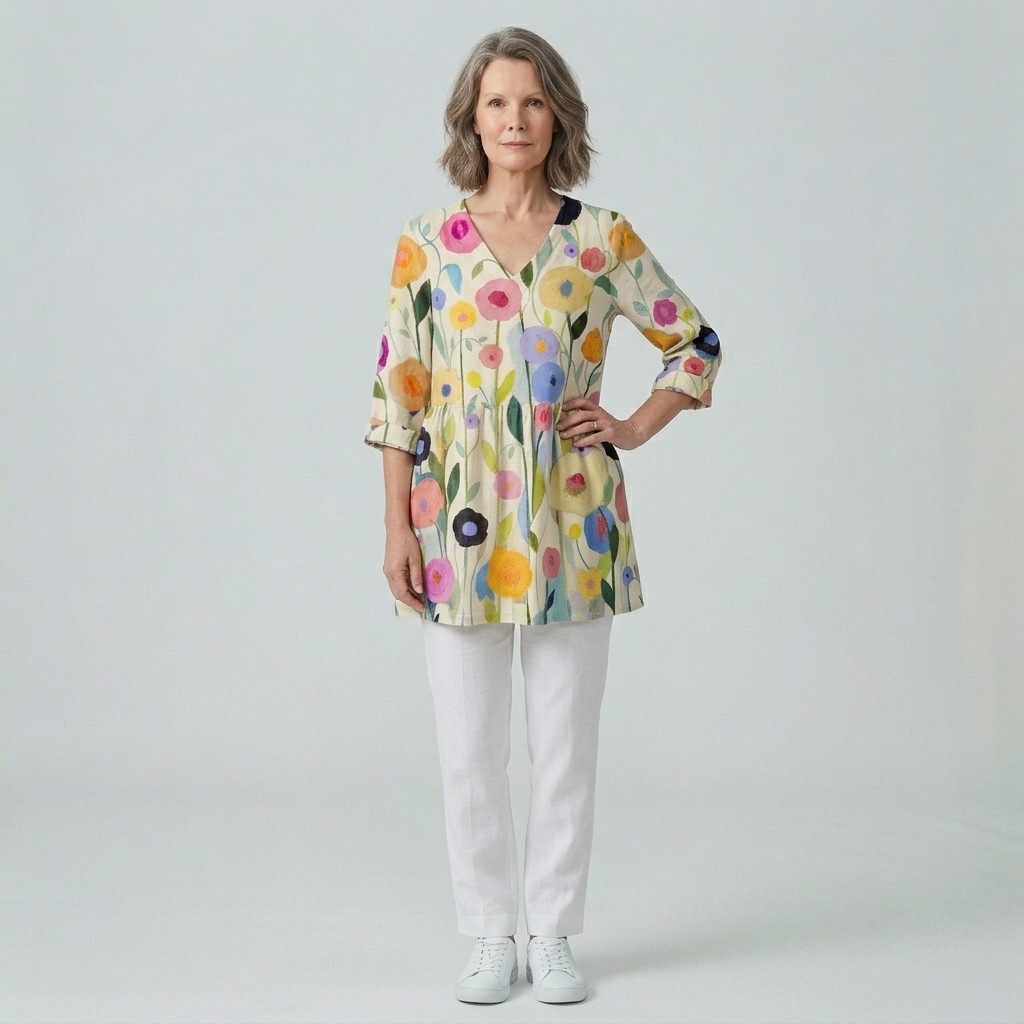 Louise | Fluid Long V-Neck Blouse