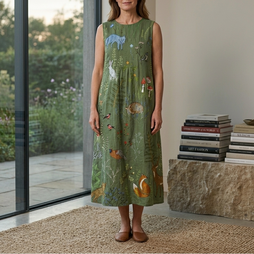 Hope | Woodland Print Midi Dress