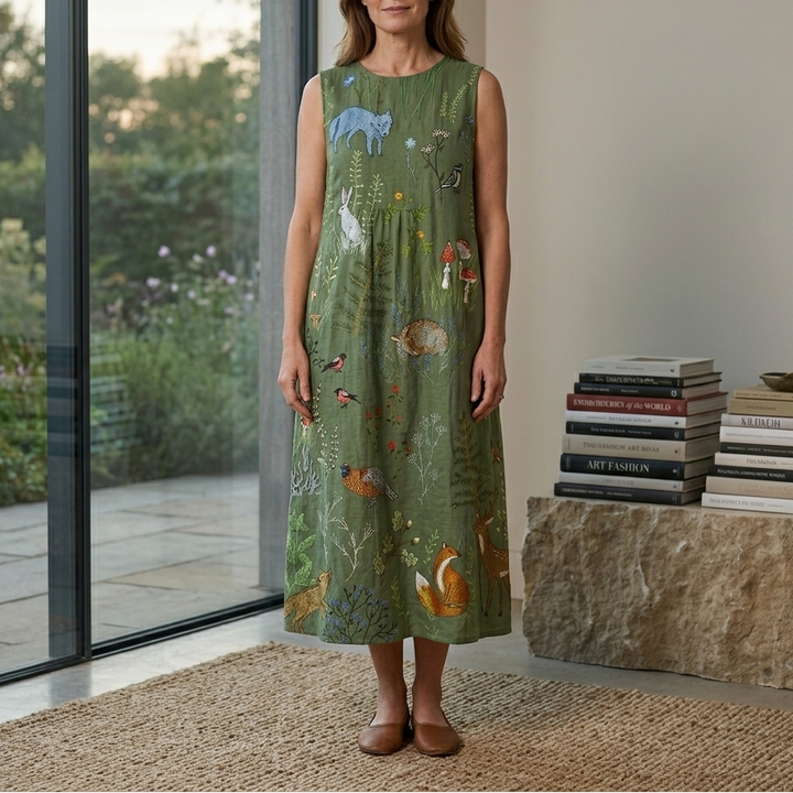 Hope | Woodland Print Midi Dress
