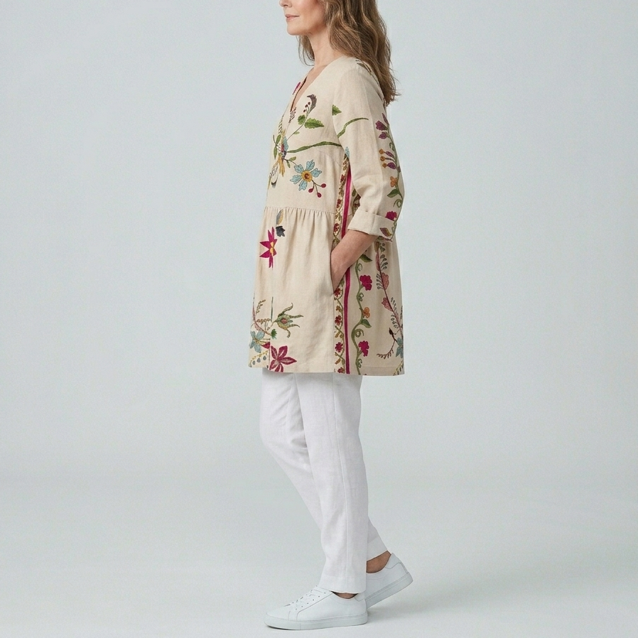 Clara | Stylish Long V-Neck Blouse