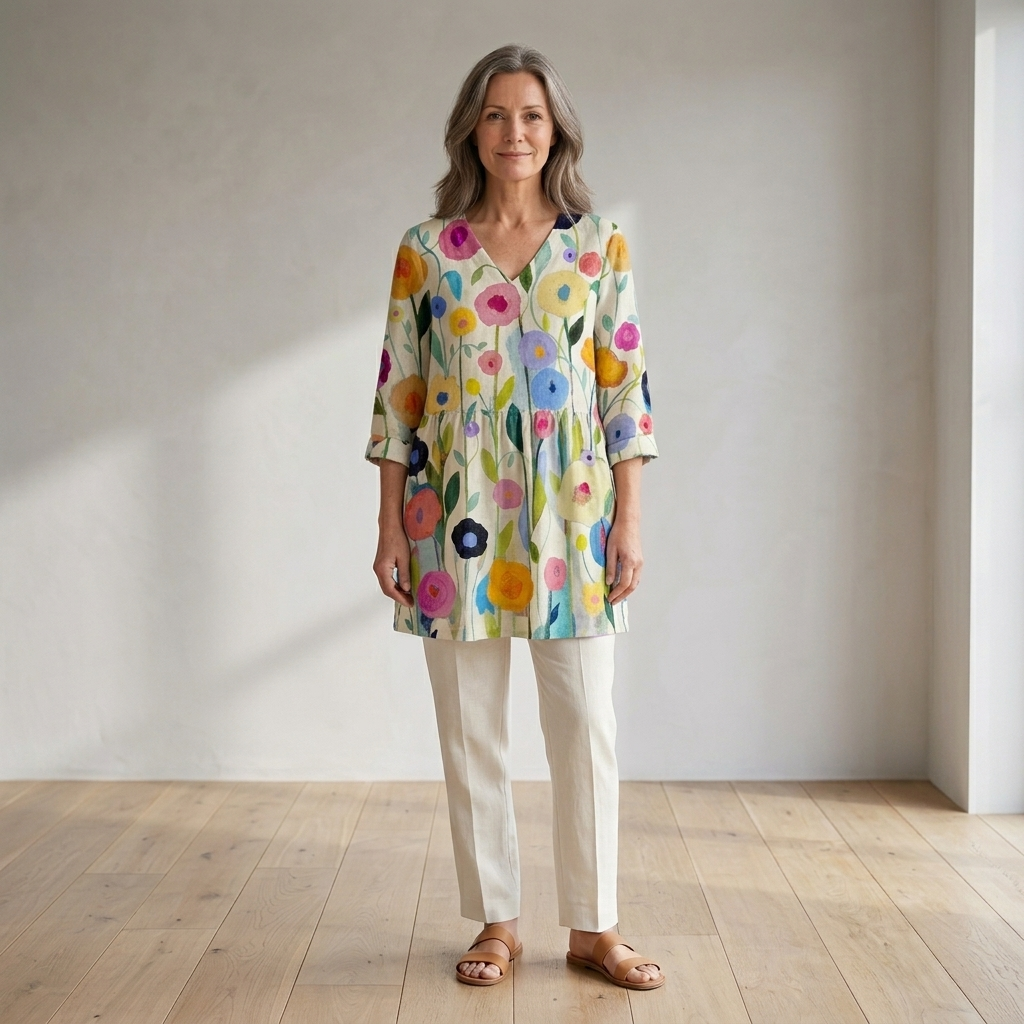 Louise | Fluid Long V-Neck Blouse