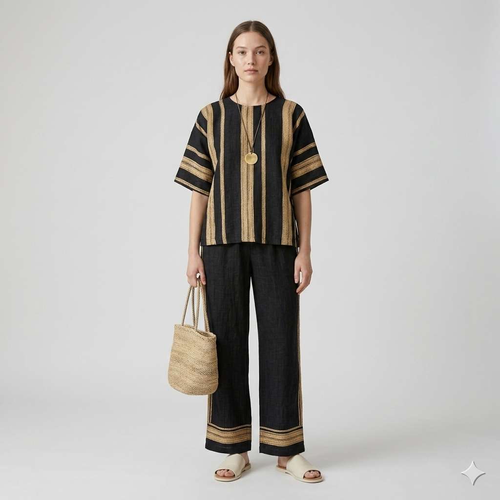 Calden | Striped Top Linen Set