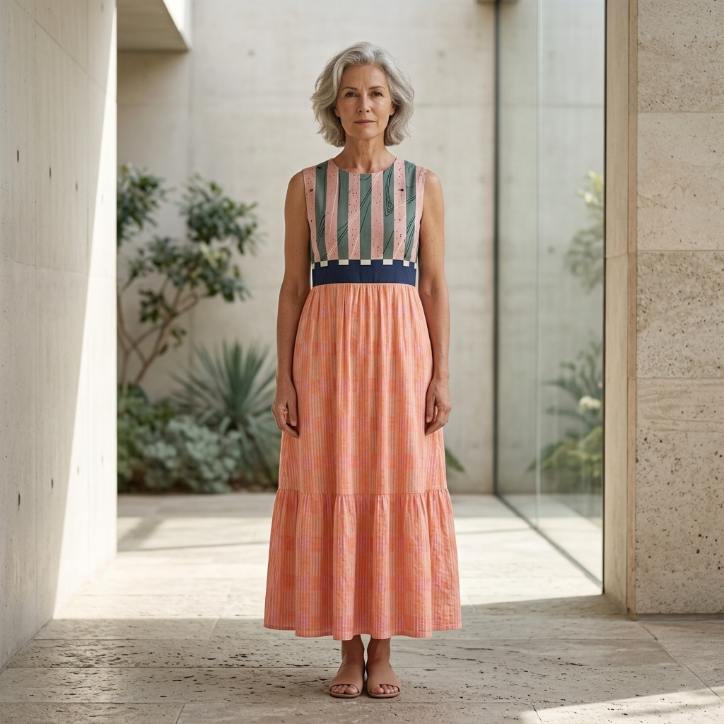 Lily | Mixed Pattern Midi Dress