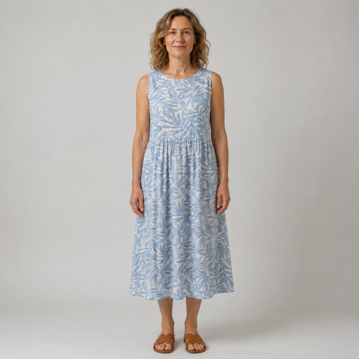 Jolie | Leaf Print Midi Dress