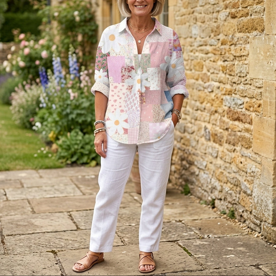 Fanny | Patchwork Daisy Button Blouse