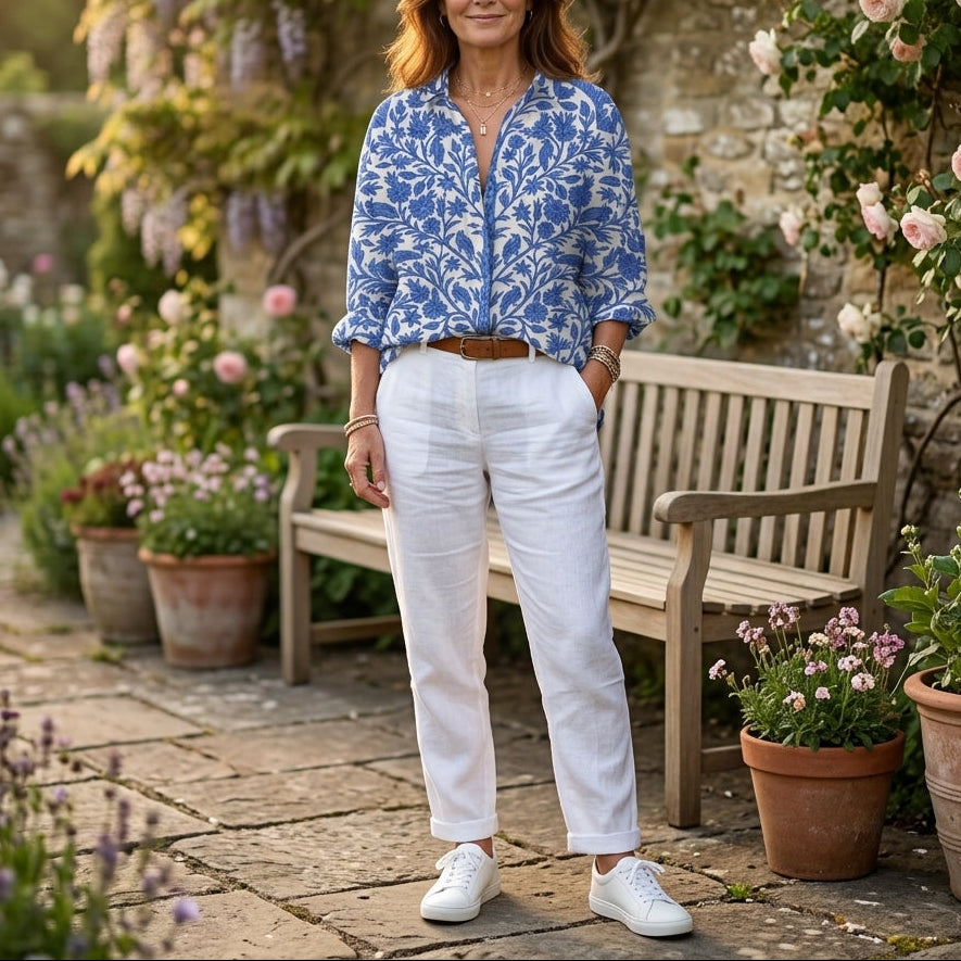 Frederikke | Blue Garden Button Blouse