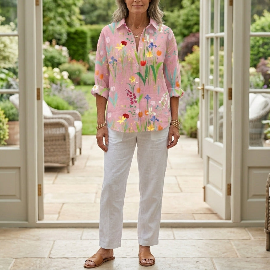 Fiona | Spring Garden V-Neck Blouse