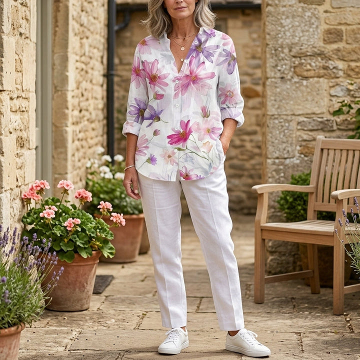 Delilah | Artistic Print Button Blouse