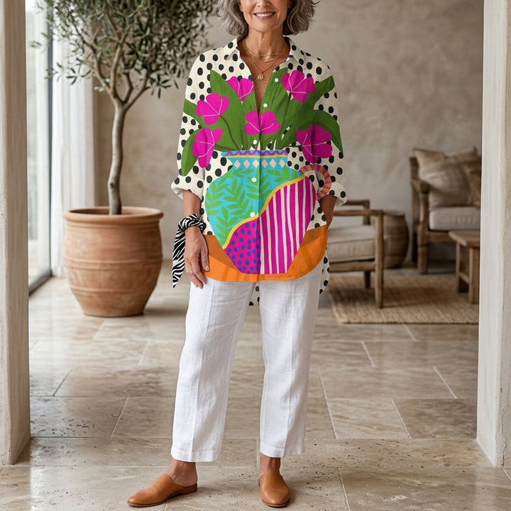 Amara | Floral Vase Button Blouse