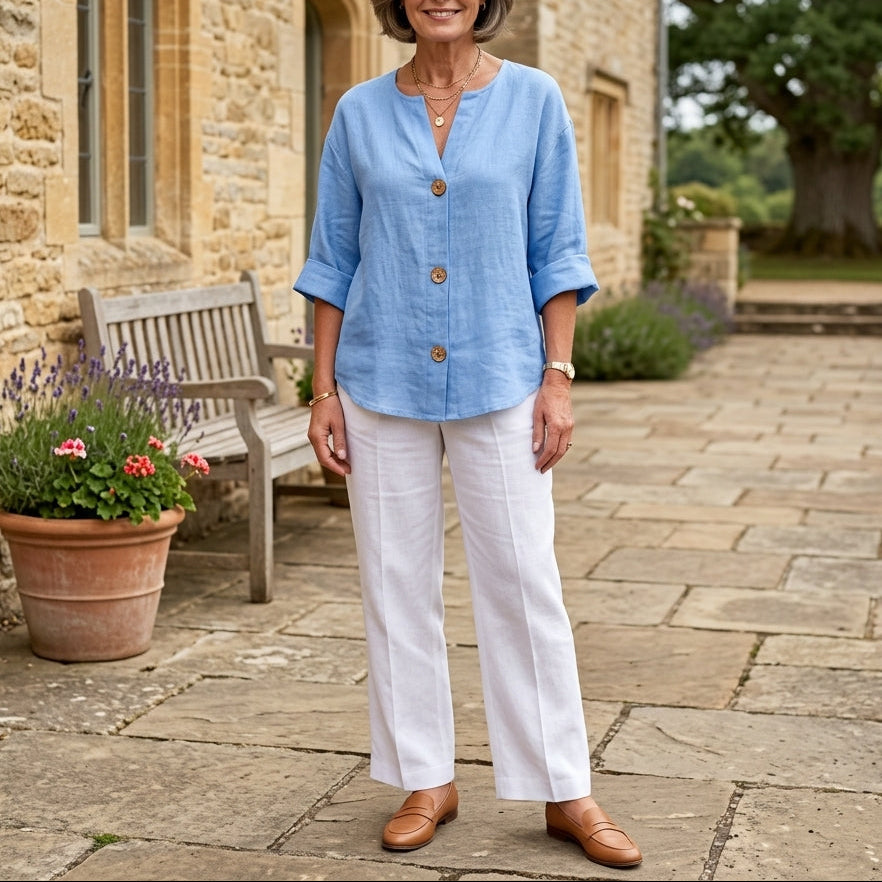Olivia | Linen Loose Summer Blouse