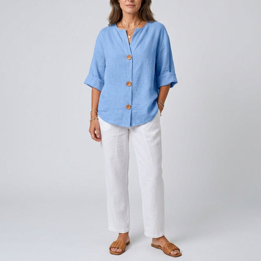 Olivia | Linen Loose Summer Blouse