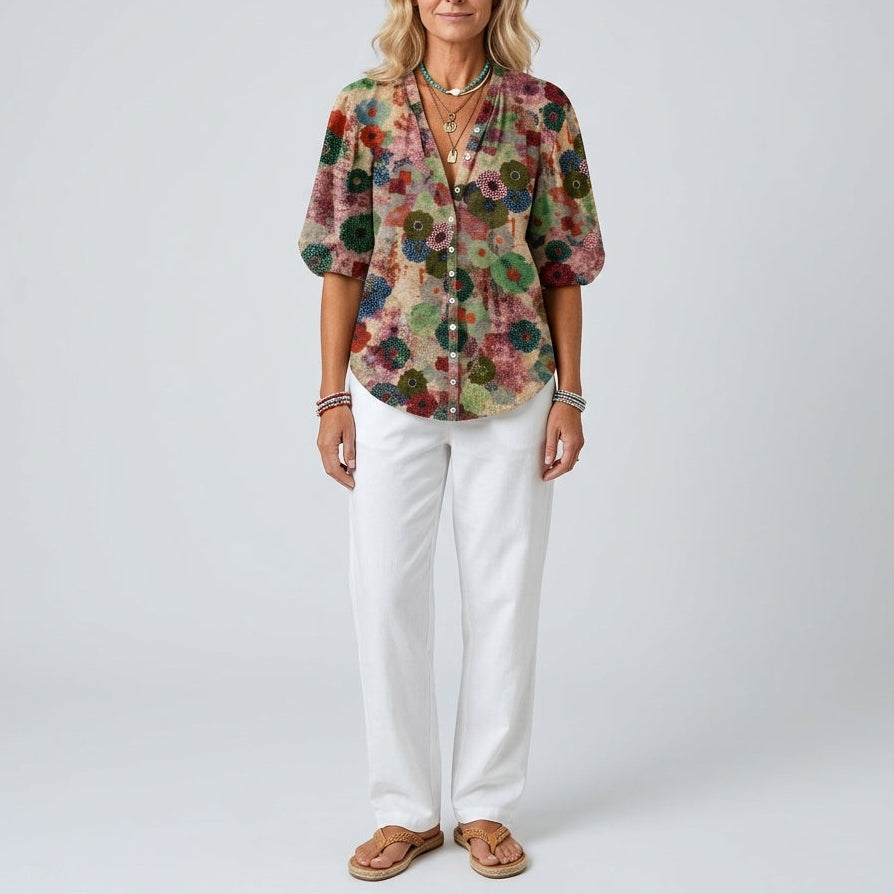Grace | Floral Button Front Blouse