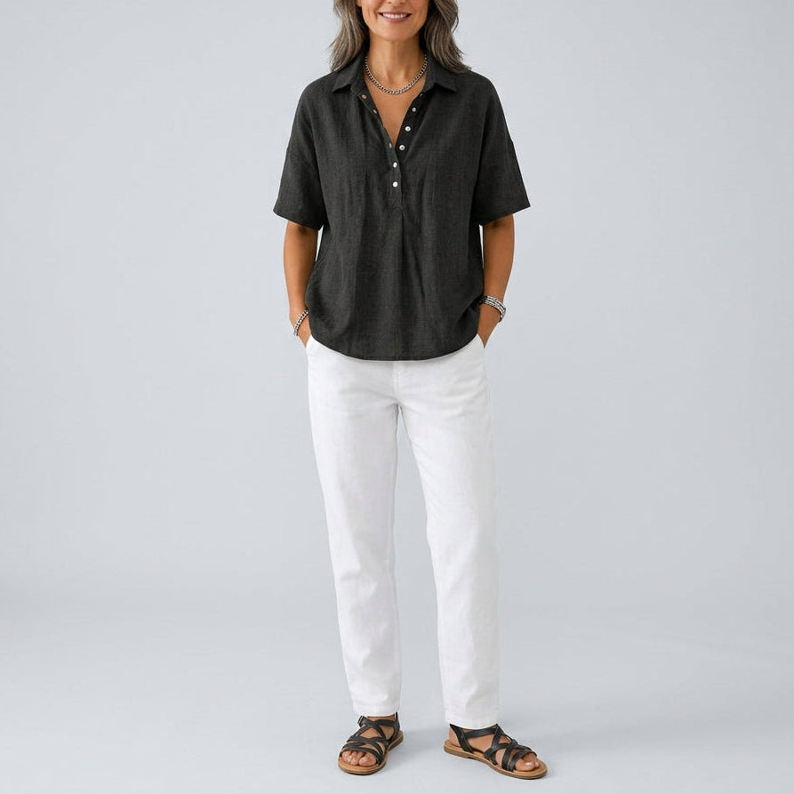 Ava | Collared Button Front Blouse