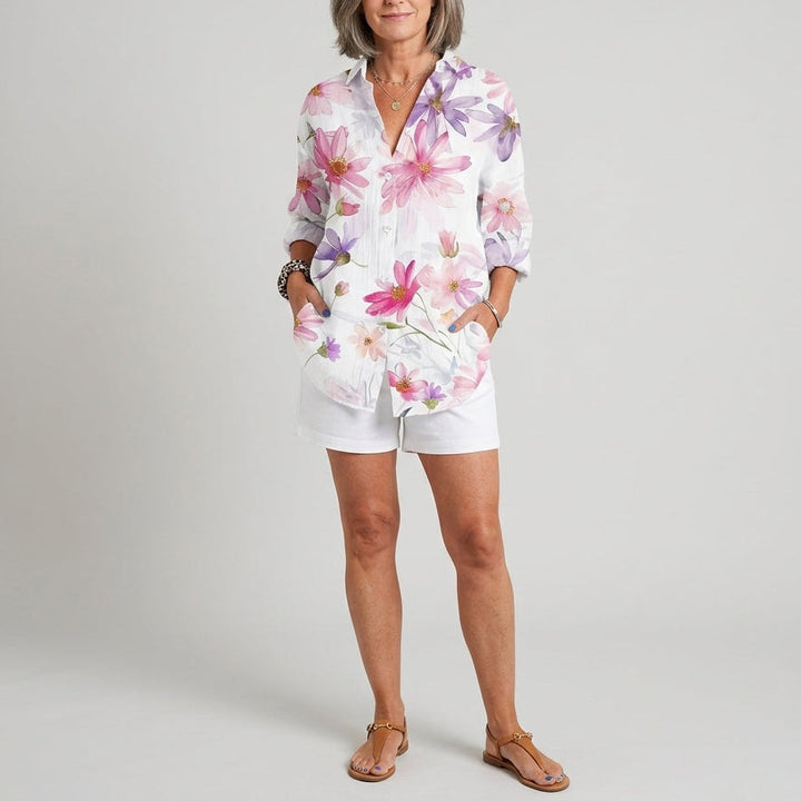 Delilah | Artistic Print Button Blouse