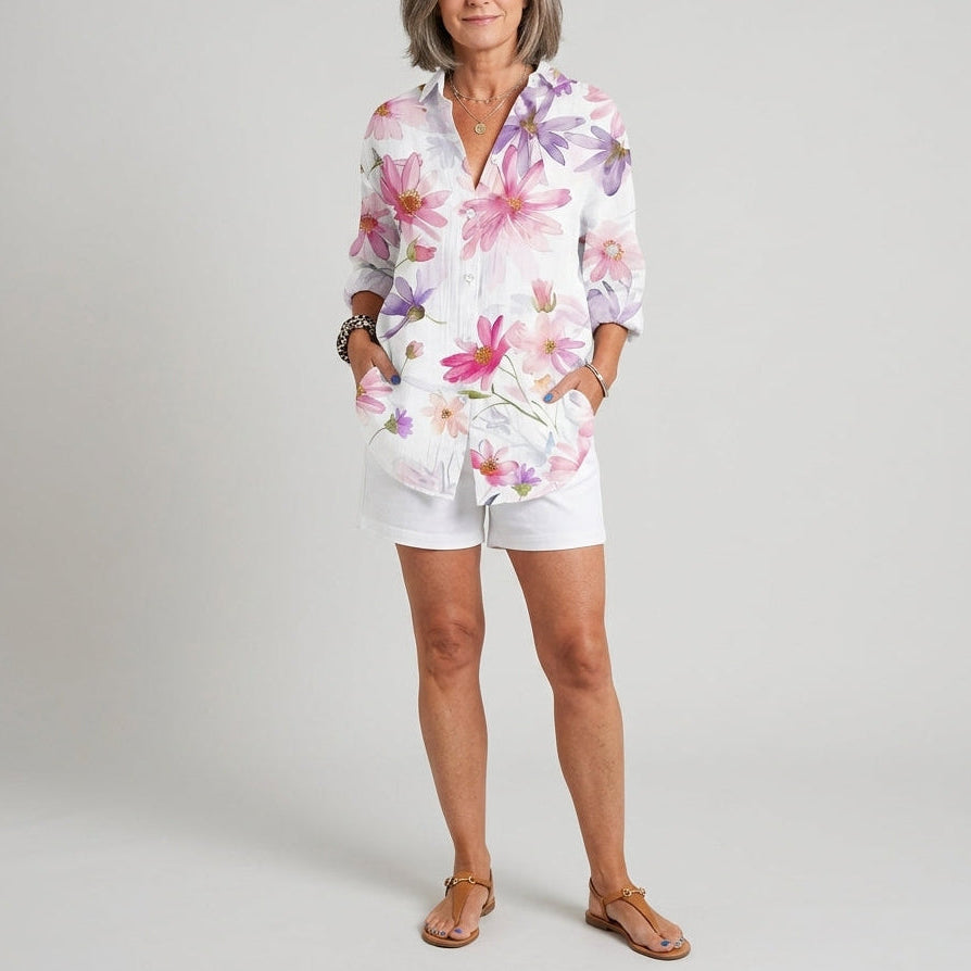 Delilah | Artistic Print Button Blouse