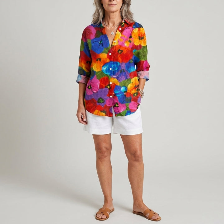 Anita | Artistic Print Button Blouse