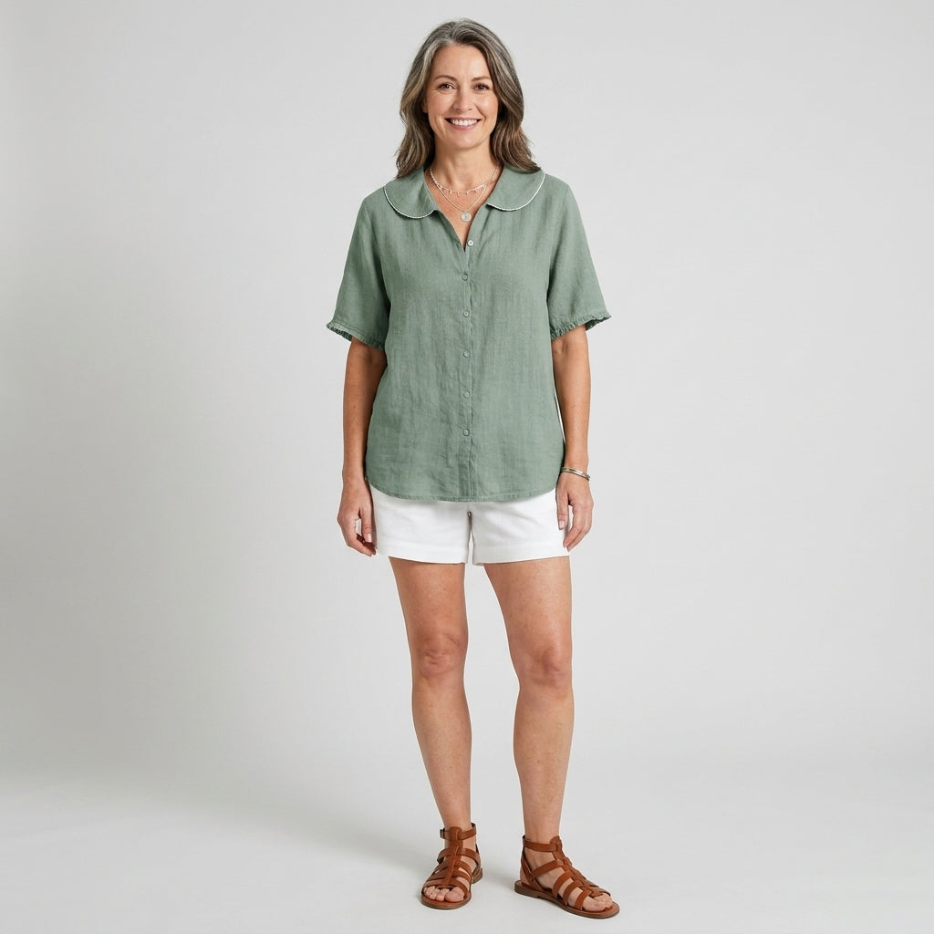 Khloe | Scalloped Collar Elegant Blouse