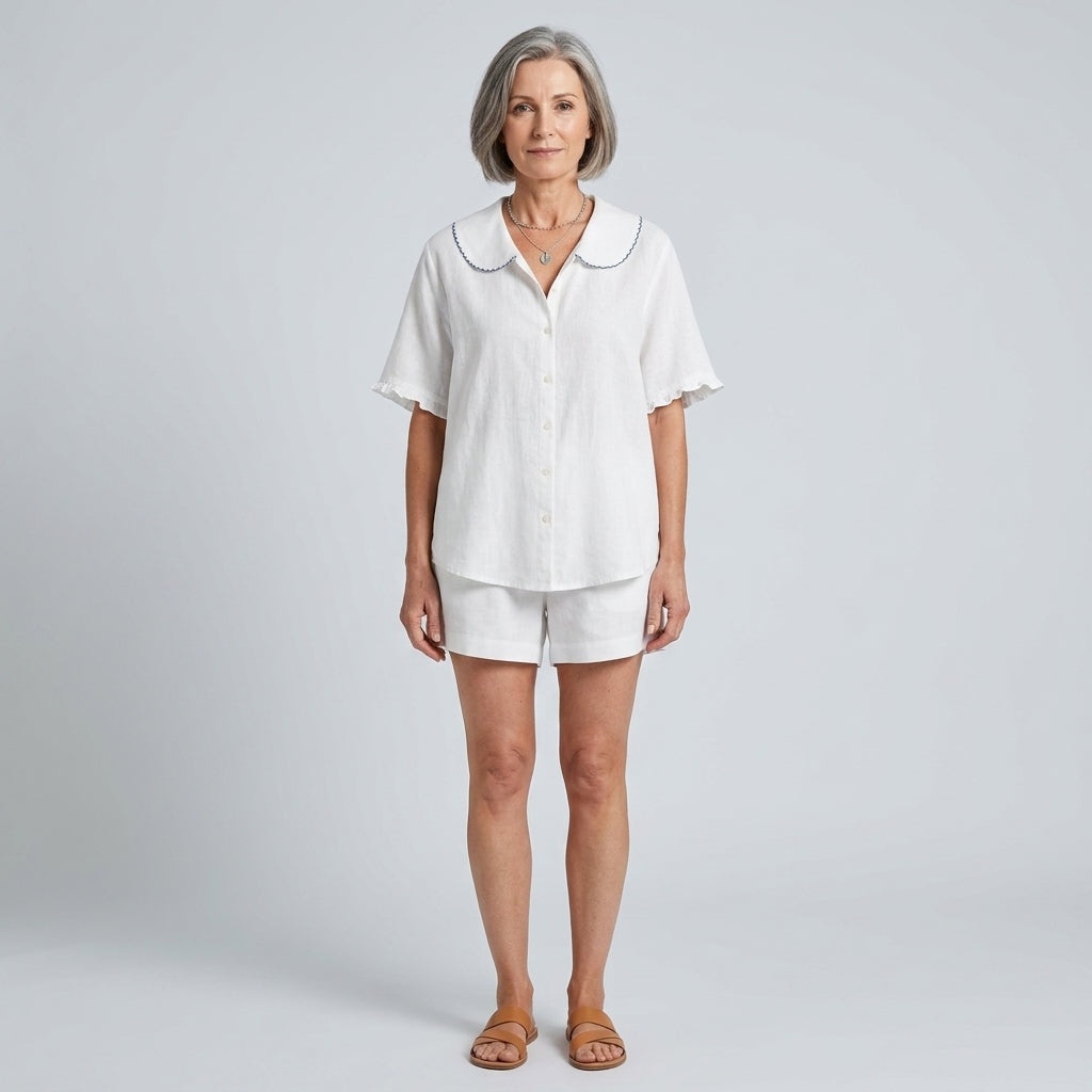Khloe | Scalloped Collar Elegant Blouse