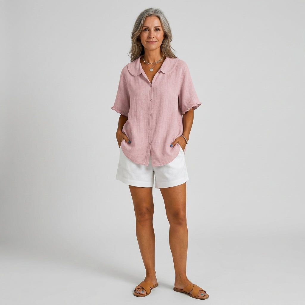 Khloe | Scalloped Collar Elegant Blouse
