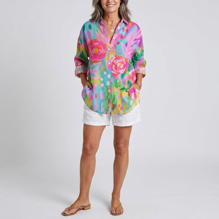 Anica | Artistic Print Button Blouse