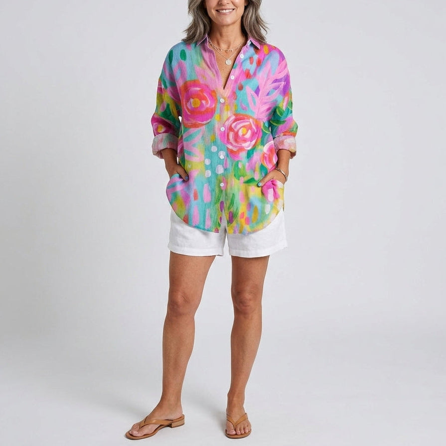 Anica | Artistic Print Button Blouse